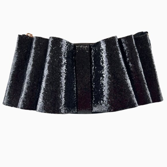 Black Glitter Bow Velvet Shimmering Fairy Princess Evening Bag Ted Baker London - Picture 9 of 11